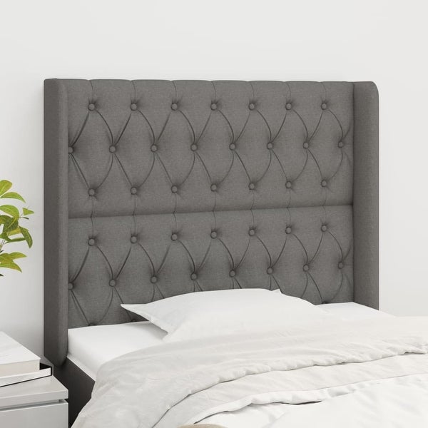 vidaXL Headboard with Ears Dark/Light Gray multisize Fabric - - 37455507