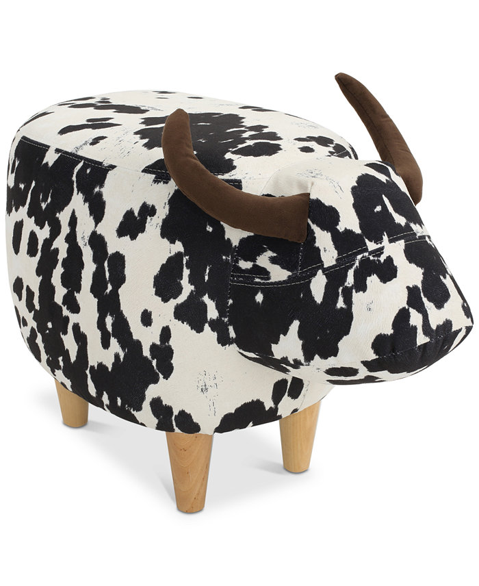 Noble House Brady Velvet Cow Ottoman