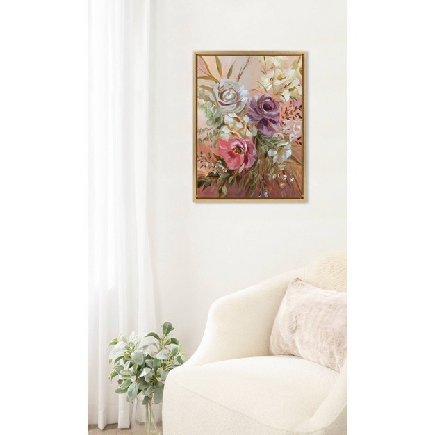 X 24 quot Sylvie Rose Bouquet Framed Canvas By Annie Quigley Gold Kate amp Laurel All Things Decor