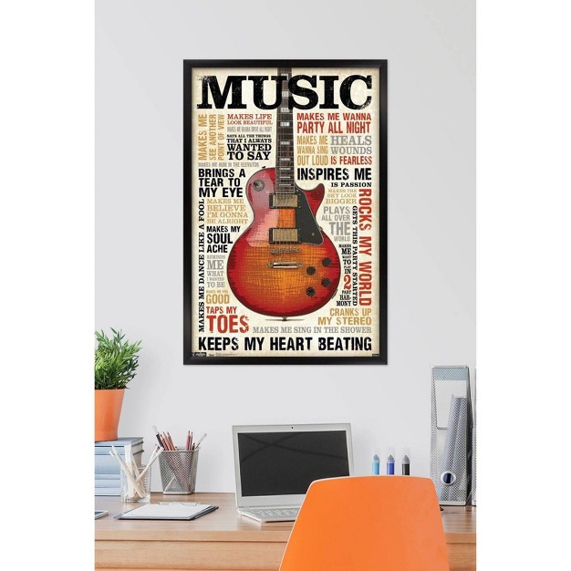 Music Inspires Me Framed Poster Trends International