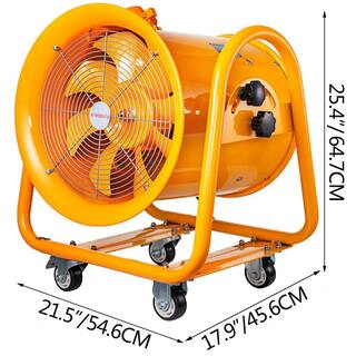 VEVOR 16 in. Utility Blower Fan Explosion Proof Fan 1100-Watt 60Hz 3450 RPM with Wheels for Extraction Ventilation in Orange ZLFJYJ16CFB000001V6