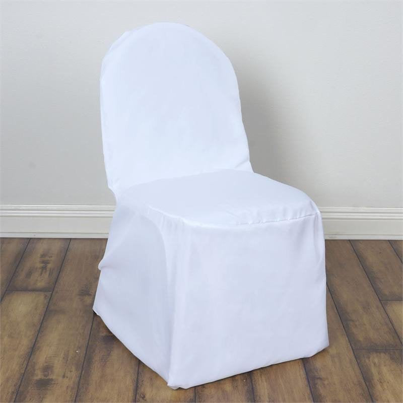 Efavormart 20 PCS Round Top White Polyester Banquet Chair Covers Linen Dinning Chair slipcover For Wedding Party Event Catering