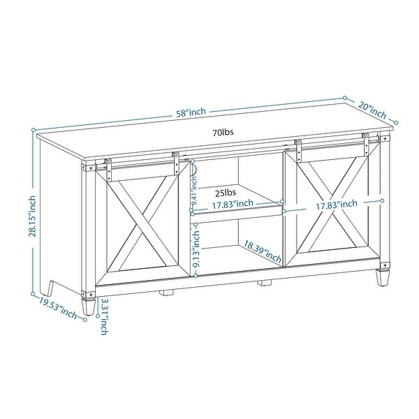 Caffoz Sliding Barn Door TV Stand for TVs Up to 65