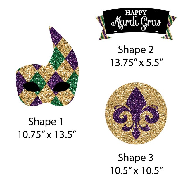 Big Dot Of Happiness Mardi Gras Hanging Porch Masquerade Party Outdoor Decorations Front Door Decor 3 Piece Sign