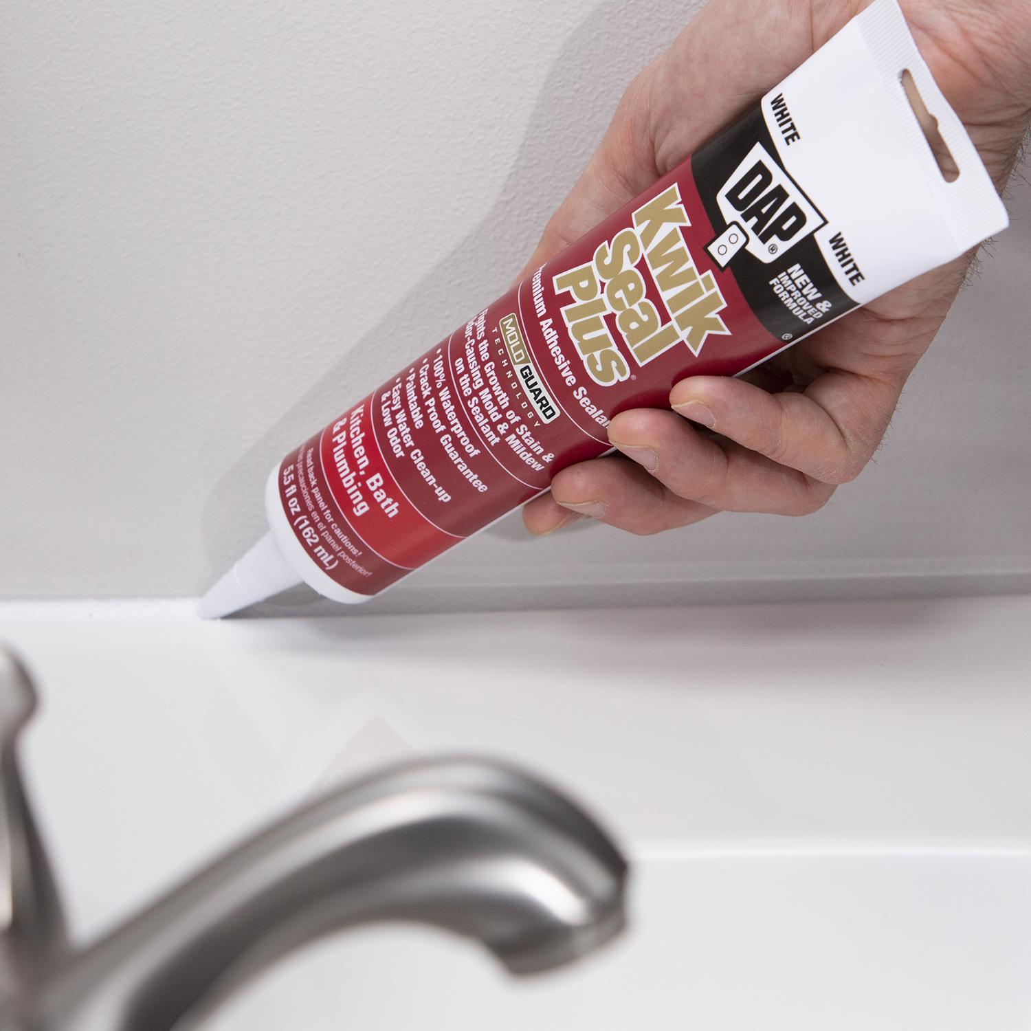 DAP Kwik Seal Plus White Siliconized Latex Kitchen and Bath Caulk 5.5 oz