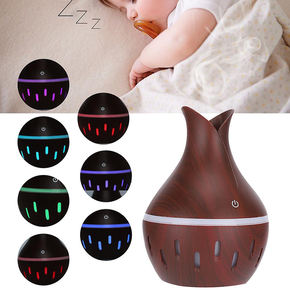 Usb Portable Aroma Diffuser Air Mist Maker Desktop Colorful Light Humidifier 300mlwood Grain