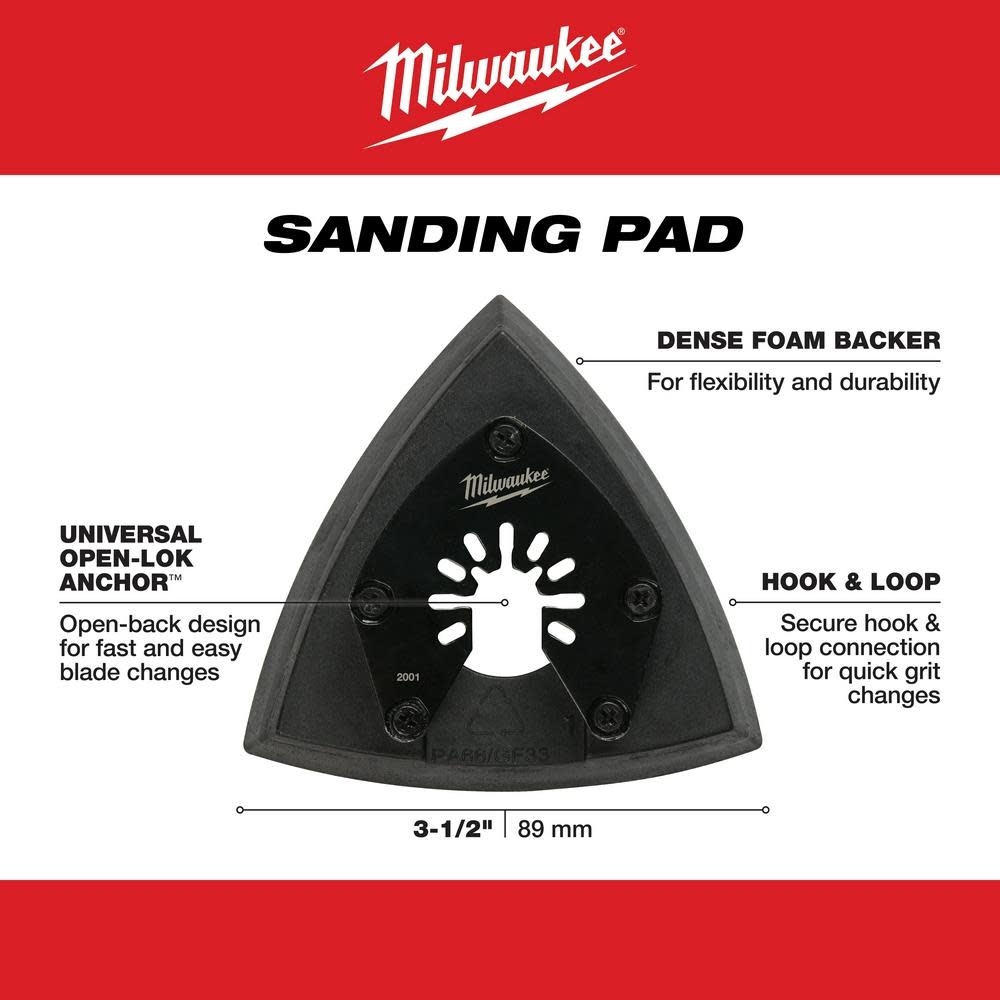 Milwaukee® OPEN-LOK™ 3-1/2 TRIANGLE SANDING PAD 1PK