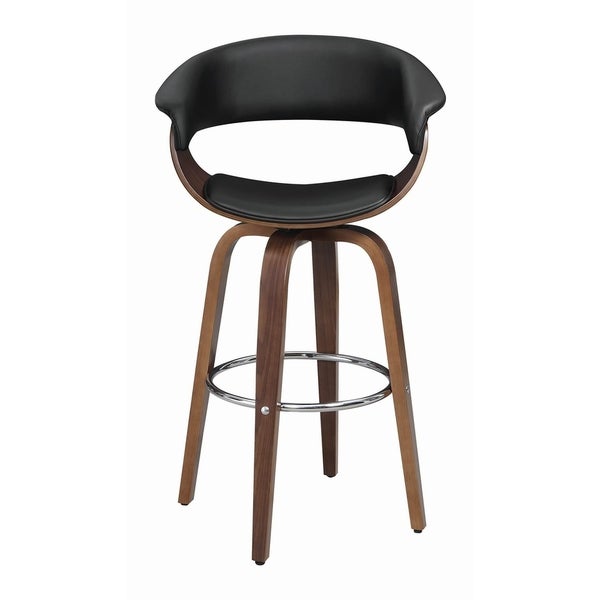 Leatherette Wooden Swivel Bar Stool with Spider Legs， Brown and Black