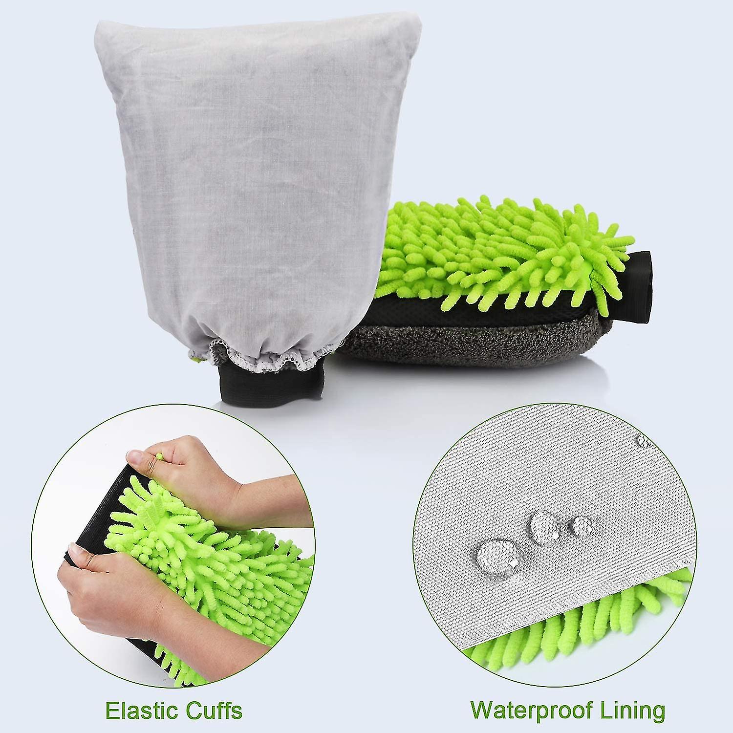 4 Pack Microfiber Wash Mitt.premium Chenille Mitts Lint And Scratch Free Sponge