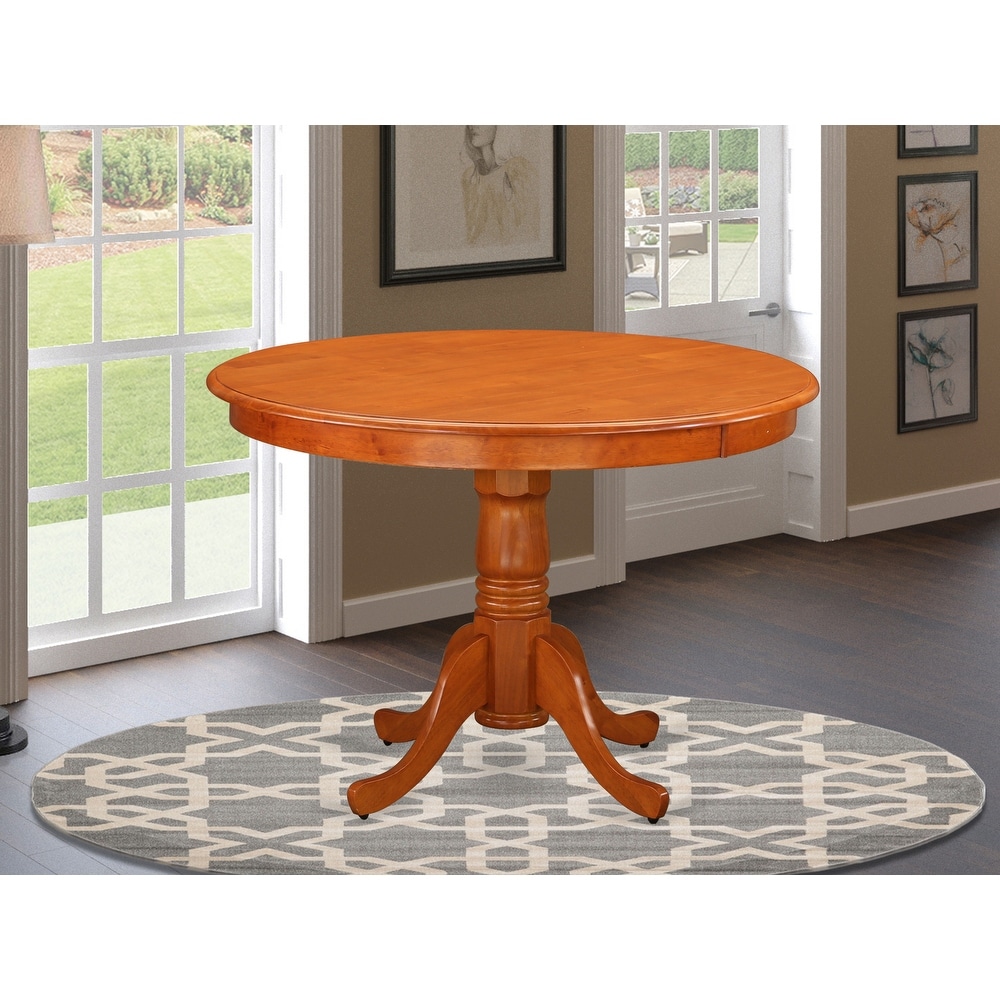 East West Furniture Hartland Dining Table   a Round Table Top with Pedestal Base(Finish Options)