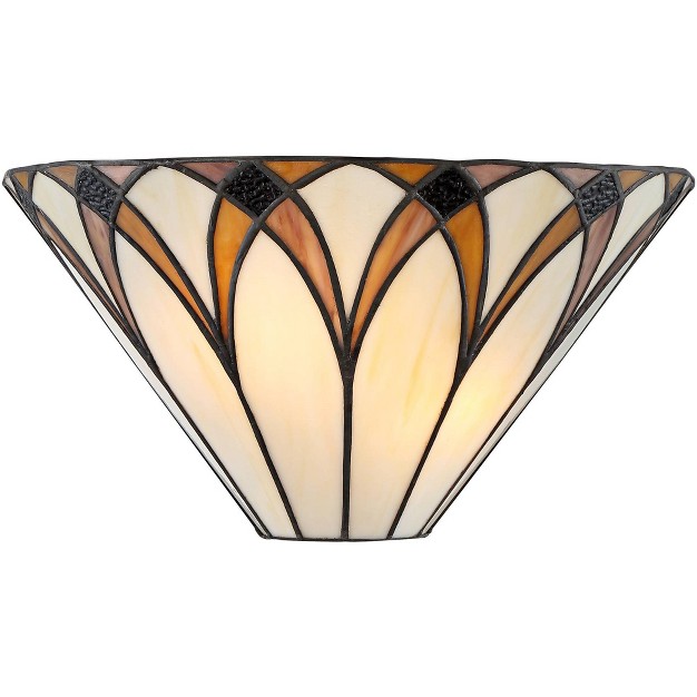 Fixture Amber Yellow Stained Art Glass Shade For Bedroom Bathroom Hallway