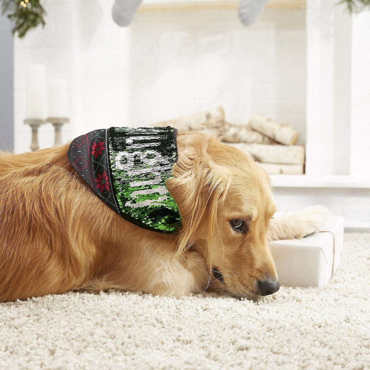 Frisco Flip Sequin Naughty/Nice Dog and Cat Bandana