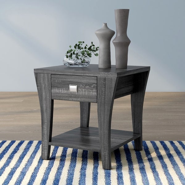 DH BASIC Modern Gray Flared Storage End Table by Denhour