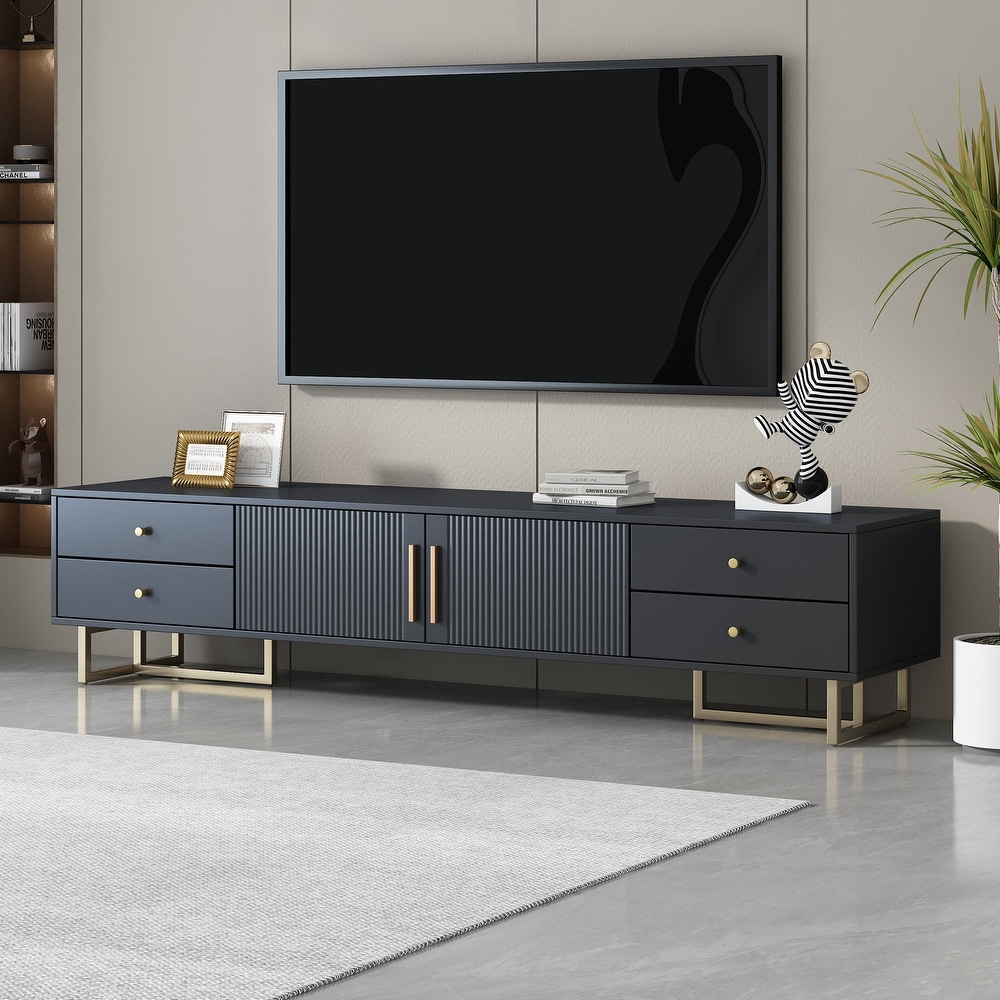 Modern TV Stand TV Media Console Table with 4 Storage Drawers for up to 75\