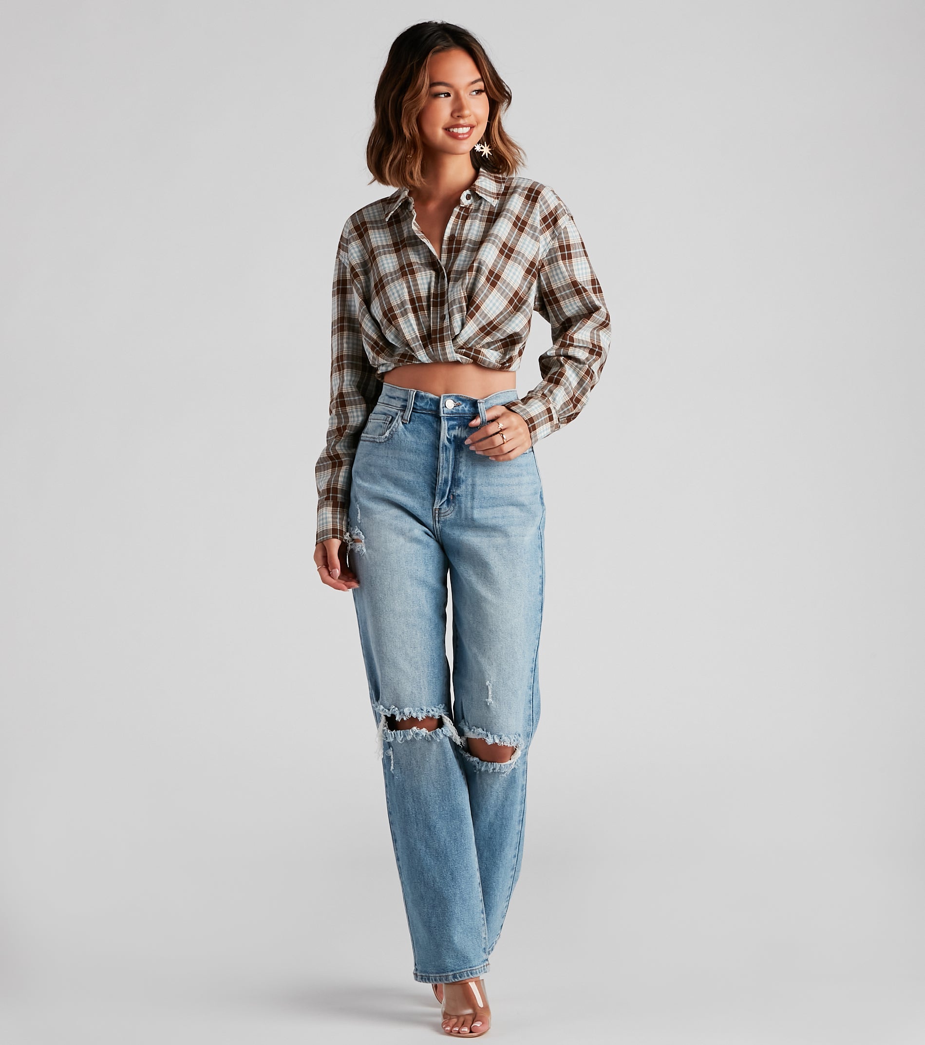 Cool And Classic Plaid Twist Top