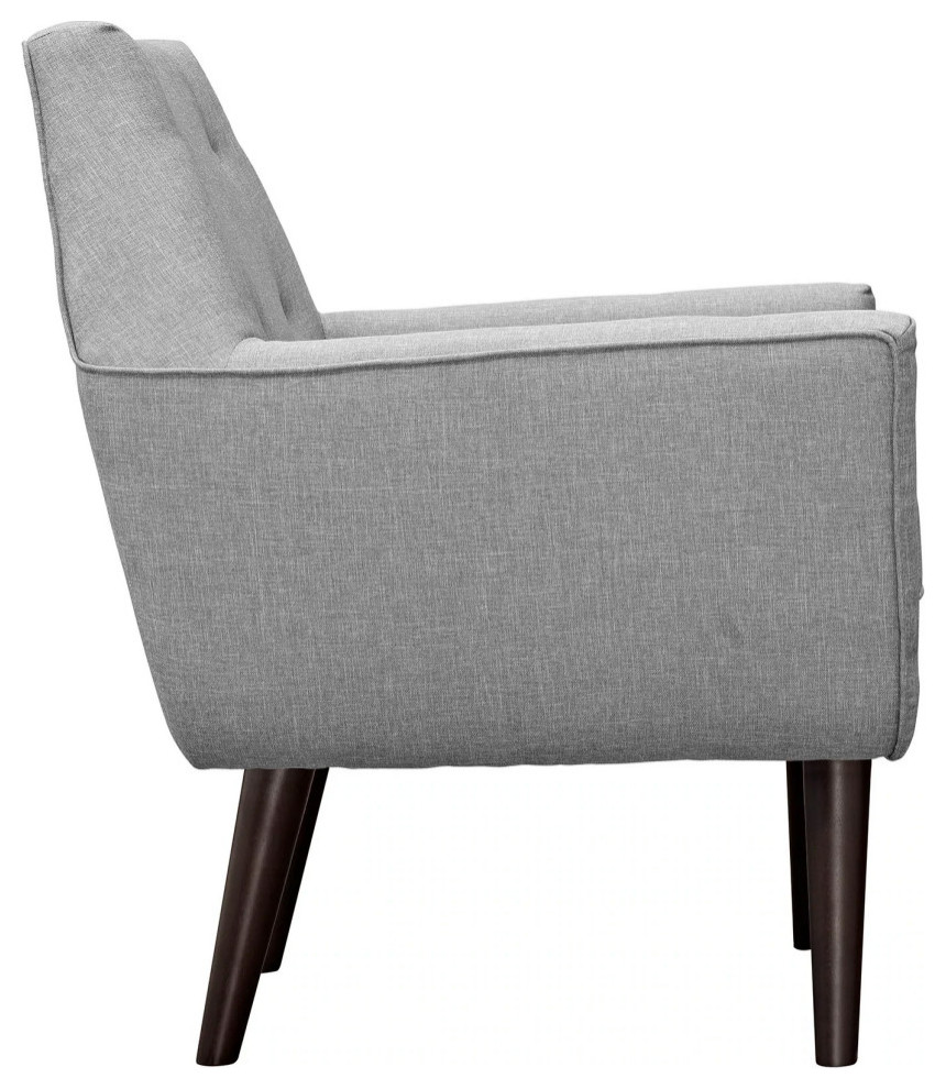 Ezra Light Gray Upholstered Fabric Armchair   Midcentury   Armchairs And Accent Chairs   by Peachtree Fine Furniture  Houzz