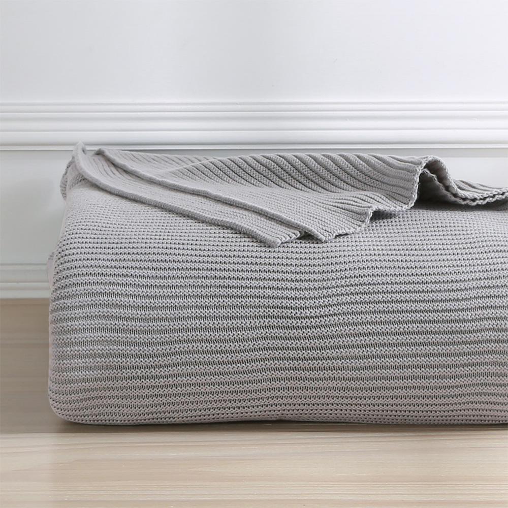 Berkshire Grey Ribbed Organic Cotton Knit Blanket King  Crowdfused