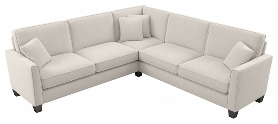 Flare 99W L Shaped Sectional Couch in Light Beige Microsuede Fabric   Transitional   Sectional Sofas   by Homesquare  Houzz