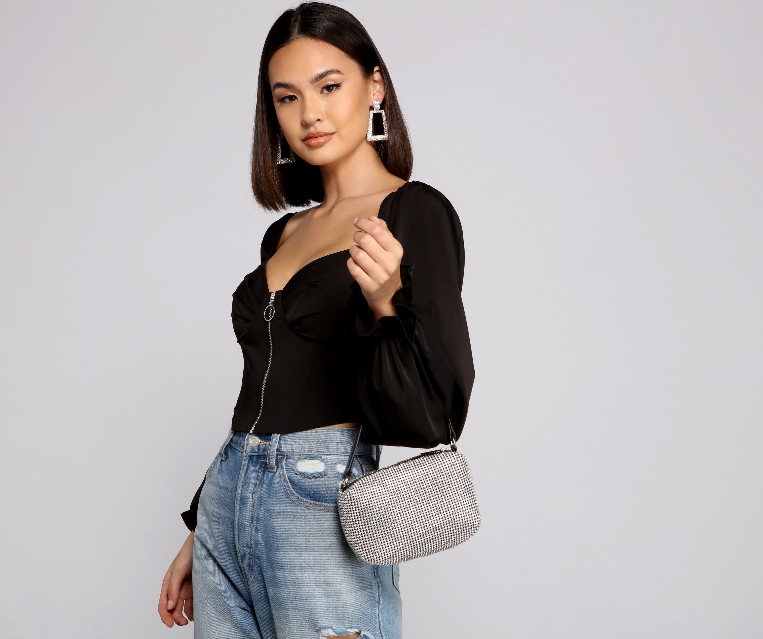 Rhinestone Mesh Shoulder Bag