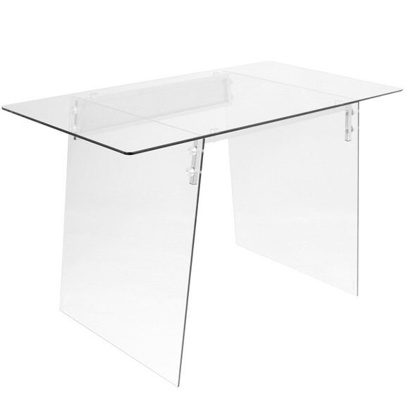 Glacier Contemporary Desk in Clear and Chrome by L...