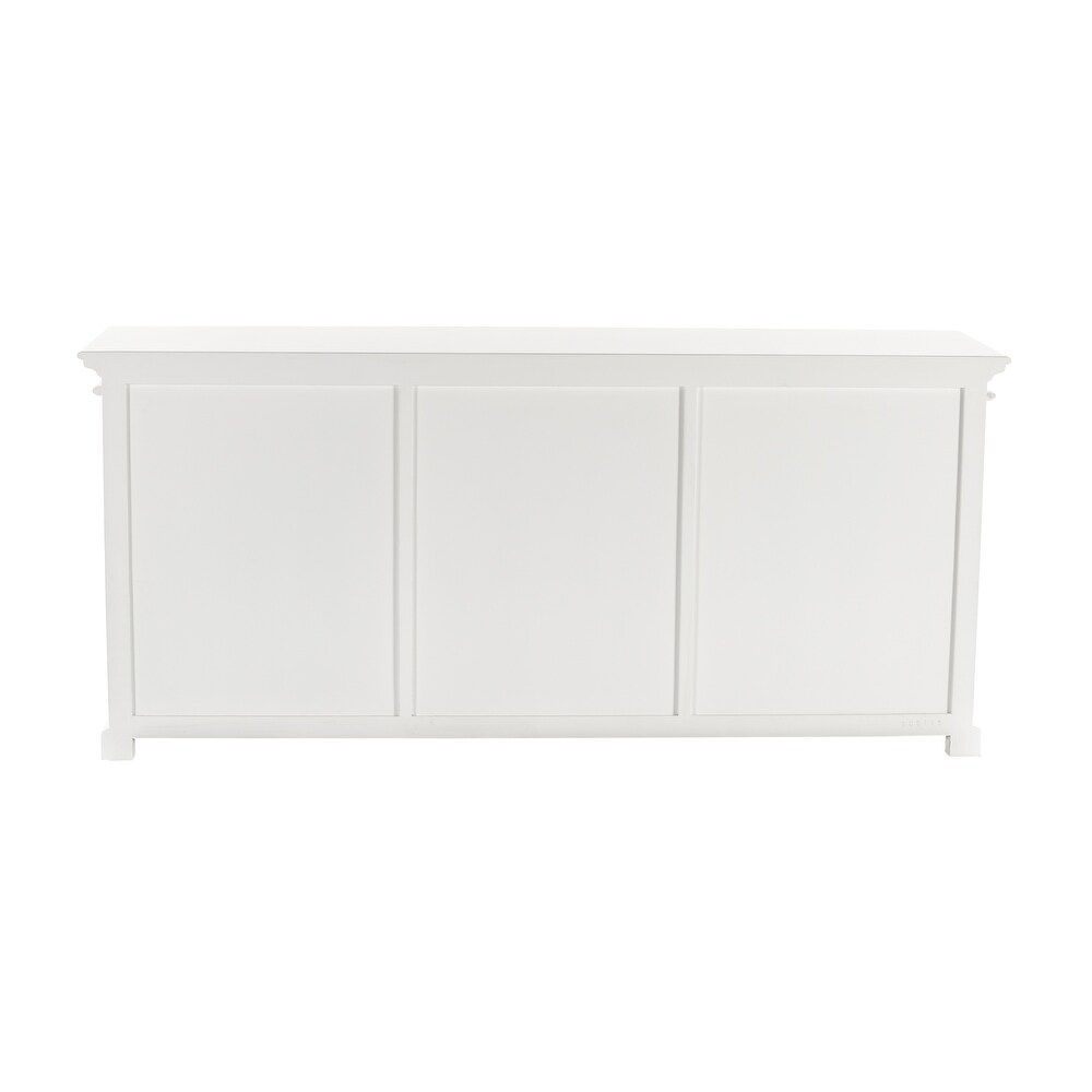 NovaSolo Halifax Coastal White Sideboard with 6 Glass Doors  Solid Mahogany Frame  78.74 x 19.69 x 35.43