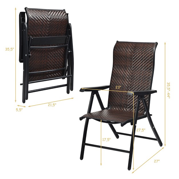 Costway Patio Rattan Folding Chair Recliner Back Adjustable