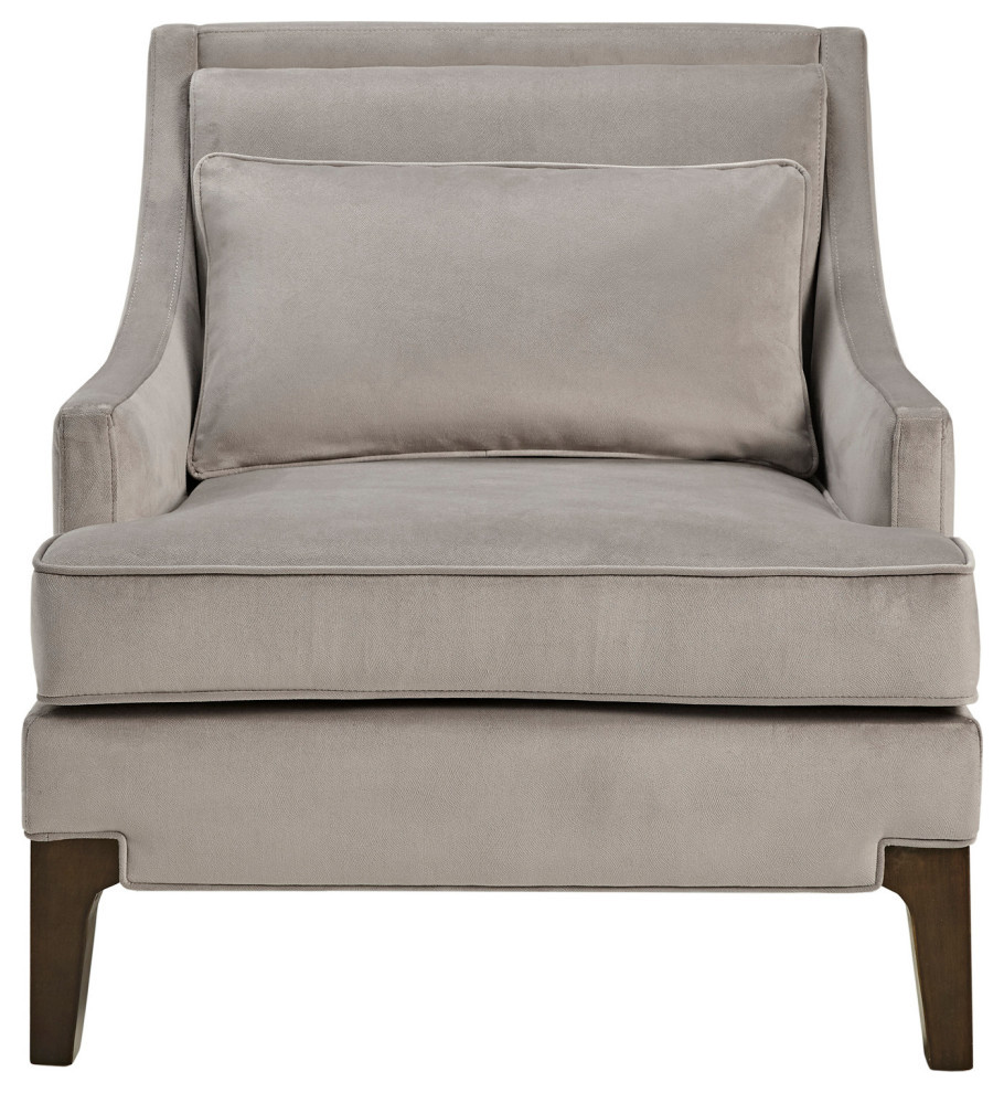 Martha Stewart Anna Velvet Lounge Chair with Included Lumbar Pillow  Grey   Contemporary   Armchairs And Accent Chairs   by Olliix  Houzz