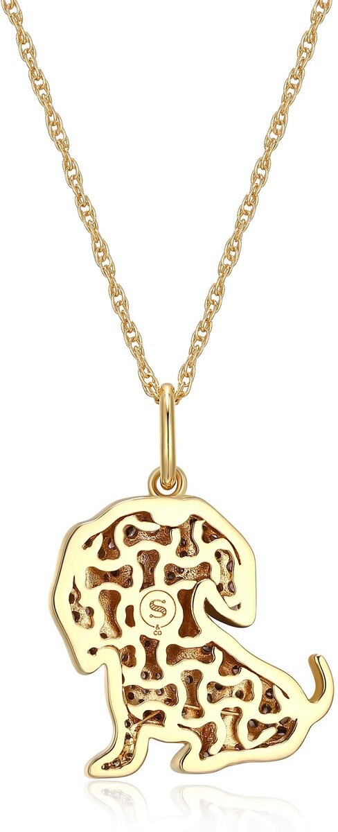 Scamper and Co 18K Yellow Gold Plated Sterling Silver Dachshund Pendant Necklace