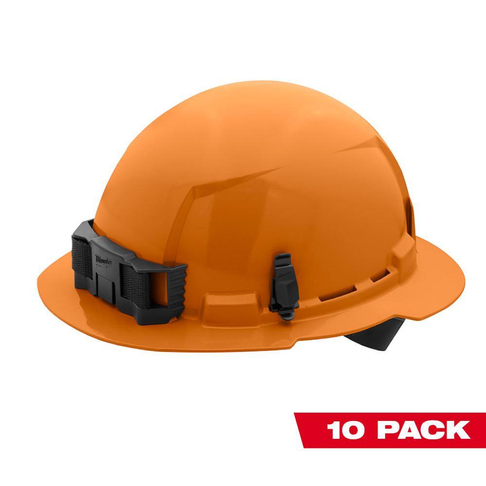 MW BOLT Orange Type 1 Class E Full Brim Non-Vented Hard Hat with 4-Point Ratcheting Suspension (10-Pack) 48-73-1113X10