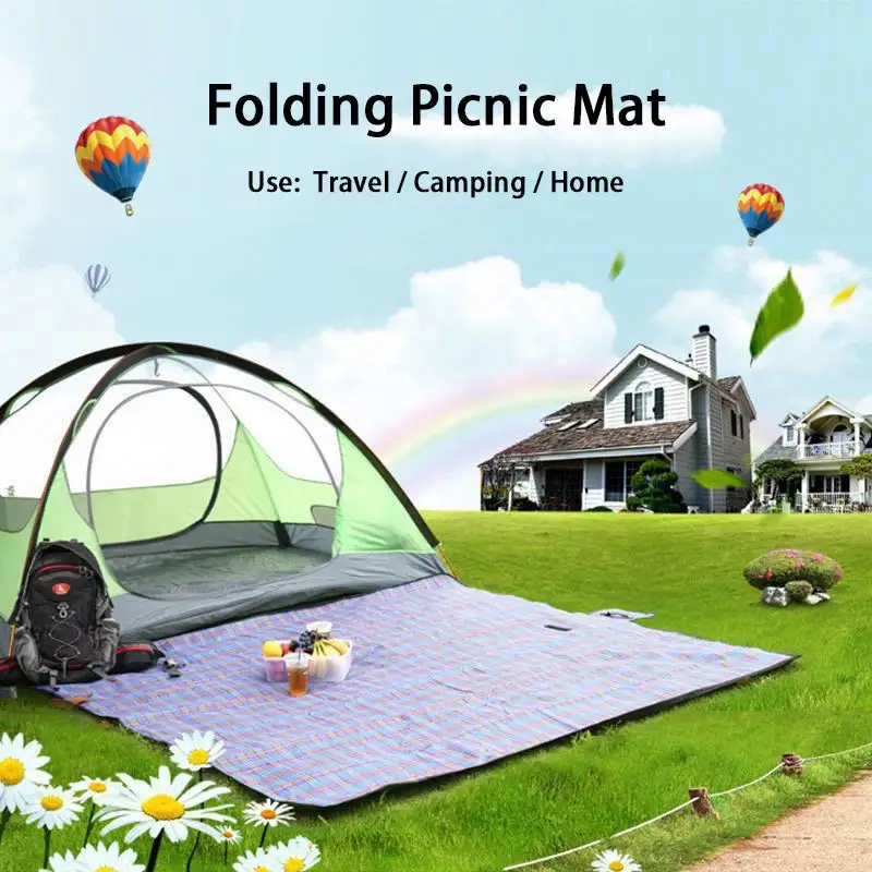 Outdoor Portable Lightweight Waterproof Sand Free Mat Beach Pocket Blanket Folding Sand Proof Beach Mat For Camping Hiking