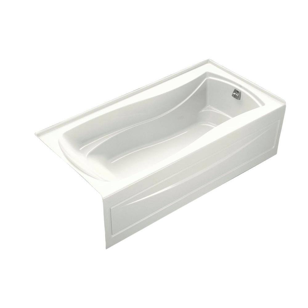 KOHLER Mariposa 72 in. x 36 in. Soaking Bathtub with Right-Hand Drain in White Integral Flange K-1259-RA-0