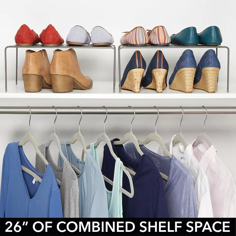 mDesign Large Metal Raised Closet Storage Shelf Organizer - 4 Pack