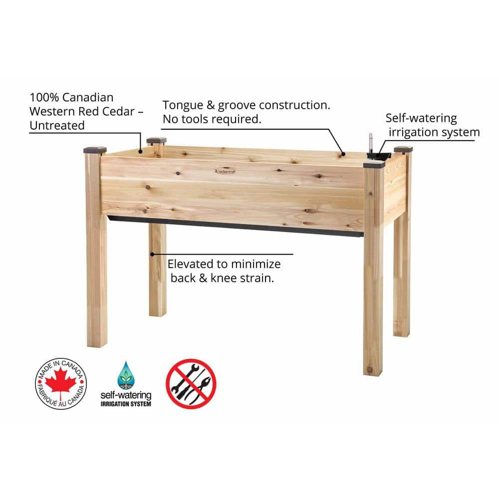 cedarcraft Beautiful. Functional. Sustainable. 23 in. x 49 in. x 30 in. H Self-Watering Elevated Cedar Planter CC_SW2248SC