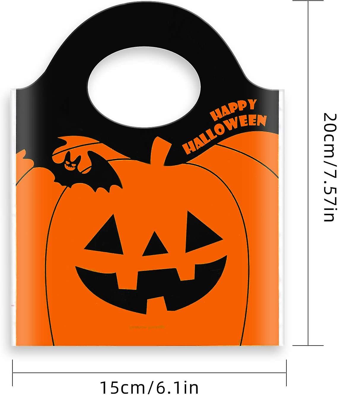 50 Pcs Halloween Candy Bags Treat Bags Goody Mini Bags For Lollipop Candy Cake Pop Chocolate Cookie Wrapping Buffet-orange Tote Bags Jack-o-lantern Pu