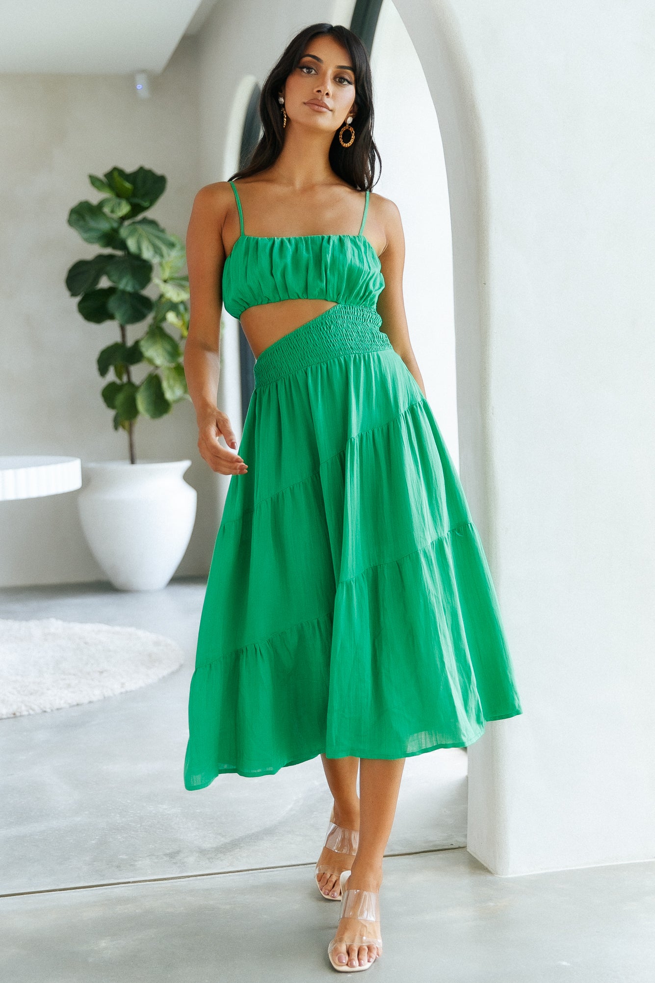 Get Lost In Your Eyes Midi Dress Green