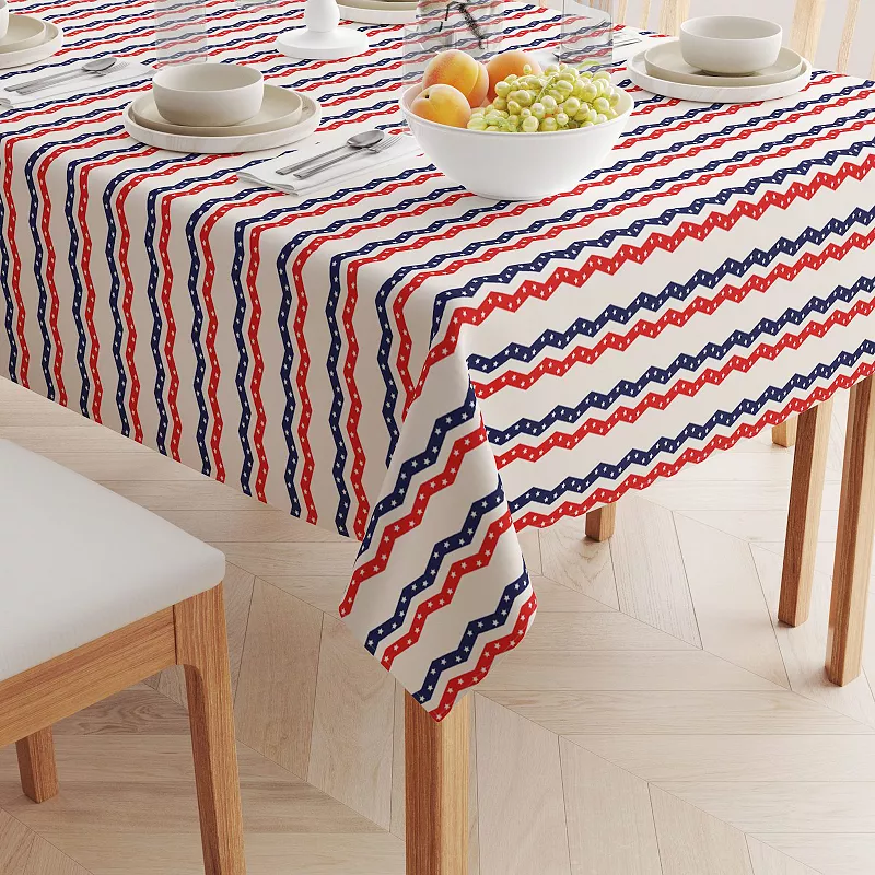 Square Tablecloth， 100% Polyester， 54x54， Patriotic Chevron