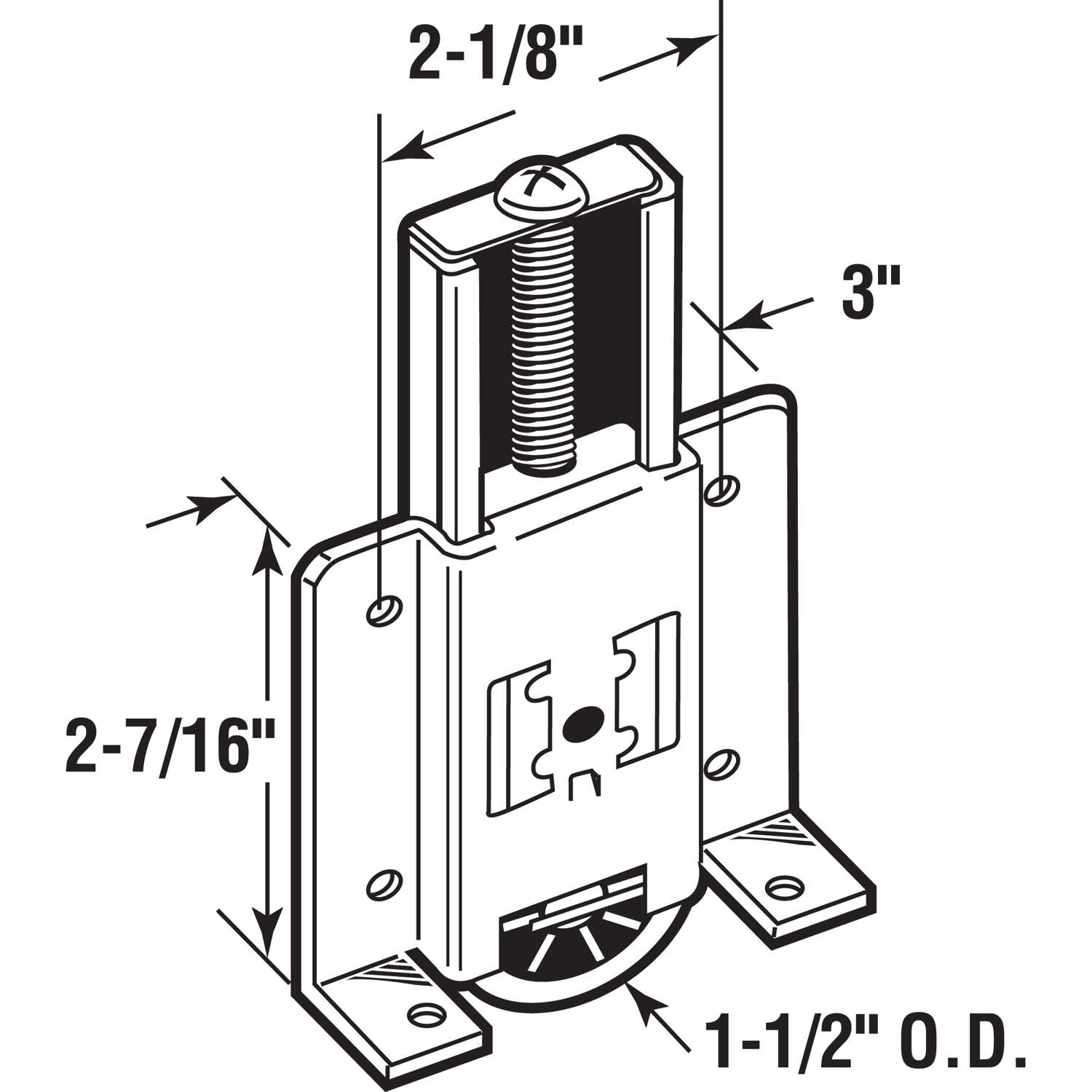 Prime-Line 1-1/2 in. D X 3 in. L Mill Nylon/Steel Mirror Door Bottom Roller 1 pk