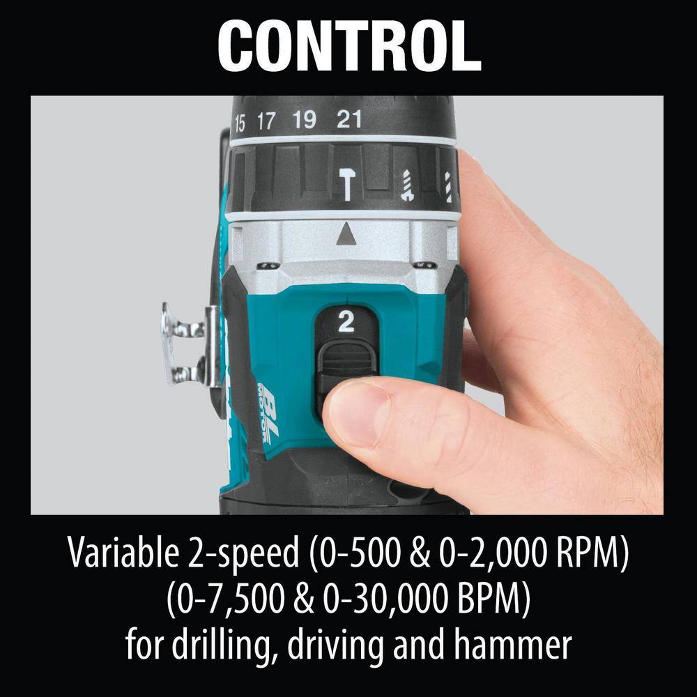 Makita 18V LXT Lithium-Ion Brushless Cordless 2-Piece Combo Kit (Hammer Drill Impact Driver) 5.0 Ah XT269T