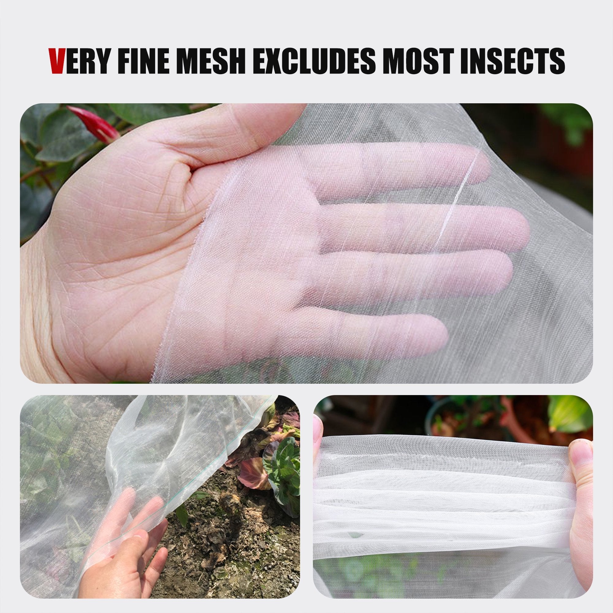 Garden Insect Netting Fine Mesh: Cicada Tree Net 6.5' X 10' Row Cover for Plant Vegetable Butterfly Flower Fruit White