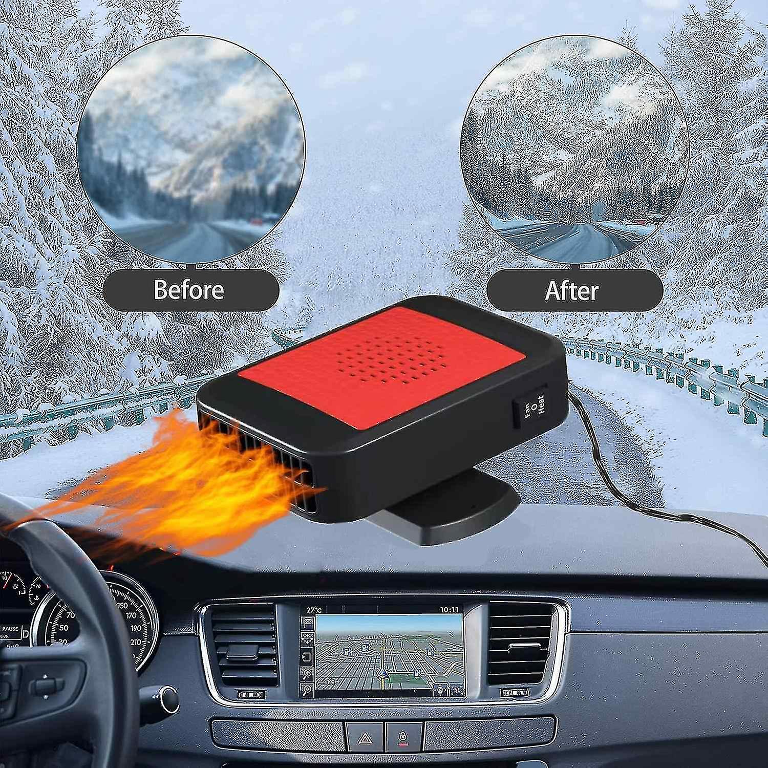 Portable Car Heater，360 Rotatable 12v 200w Car Heater Defroster 2 In 1 Heating and Cooling Fan Windshi