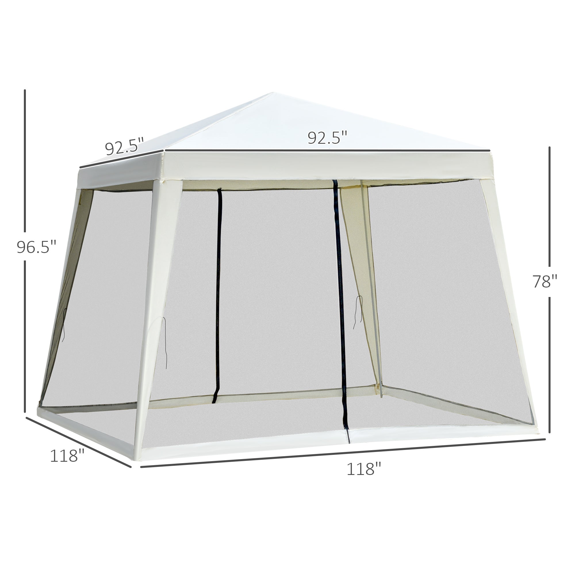 Outsunny Outdoor Sun Shade Gazebo Canopy Tent with Mesh Screen Walls Beige, Cabanas, 10 ft Width