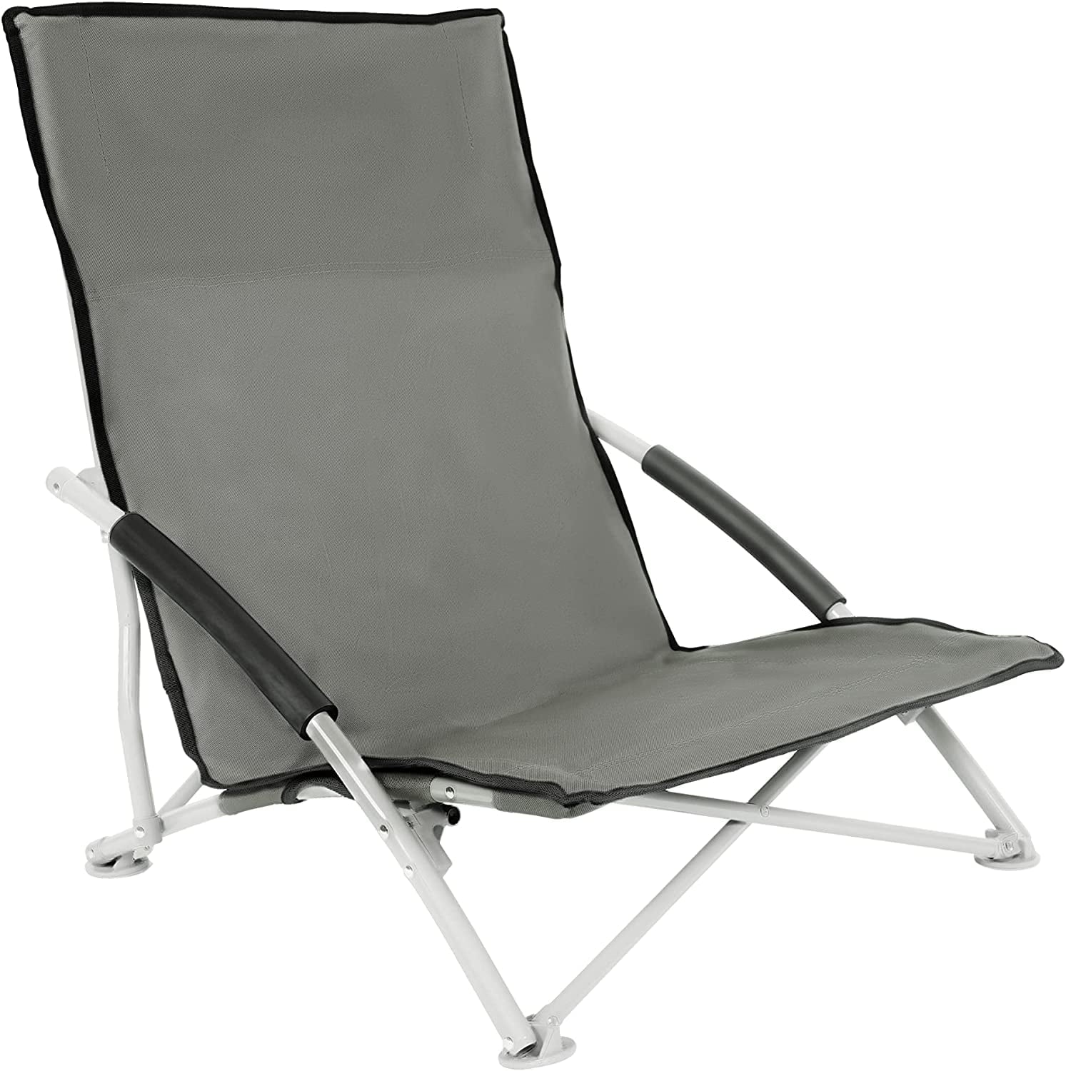 YSSOA Low Seat Lightweight Folding Beach Chair for Adults with Carry Bag， High Back Mesh Back Sand Chair