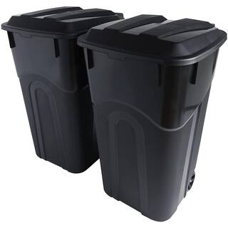 United Solutions 32 Gal. Wheeled Outdoor Garbage Can in Black (2-Pack) TI0088