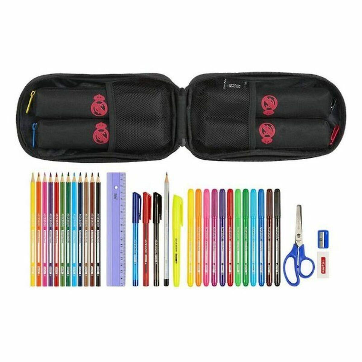 Backpack pencil case real madrid c.f. black (33 pieces) red motif