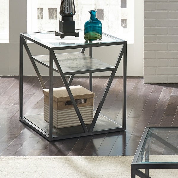 Arista Cobblestone Brown with Grey Dusty Wax Hang-up End Table