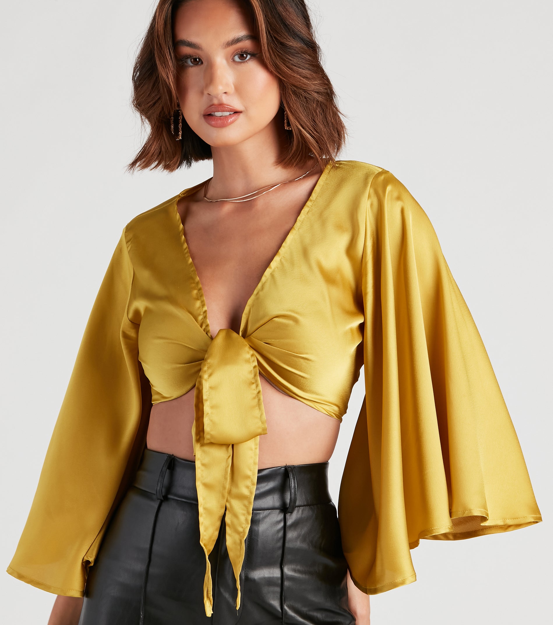 Sweet Secret Satin Kimono Sleeve Top