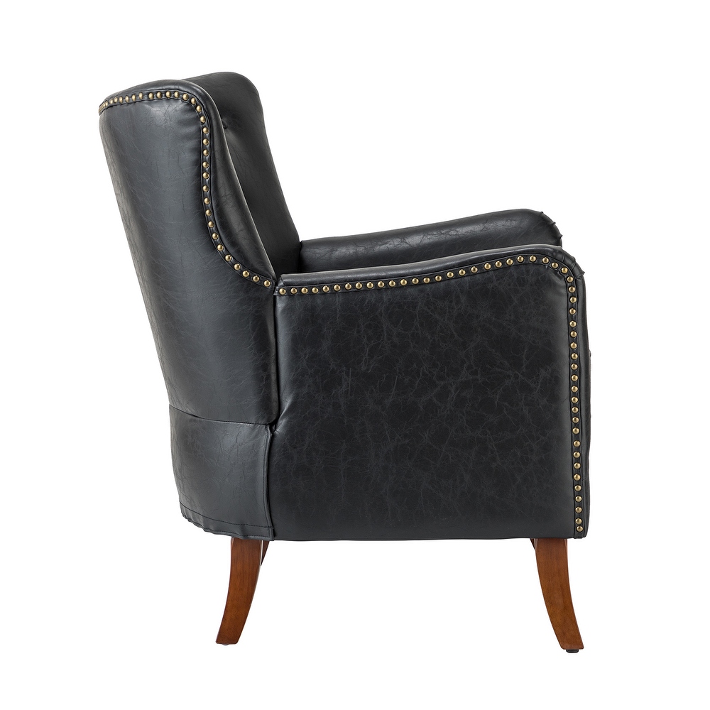 Floyd Comfy Mid century Leather Accent Chair For Living Room by HULALA HOME