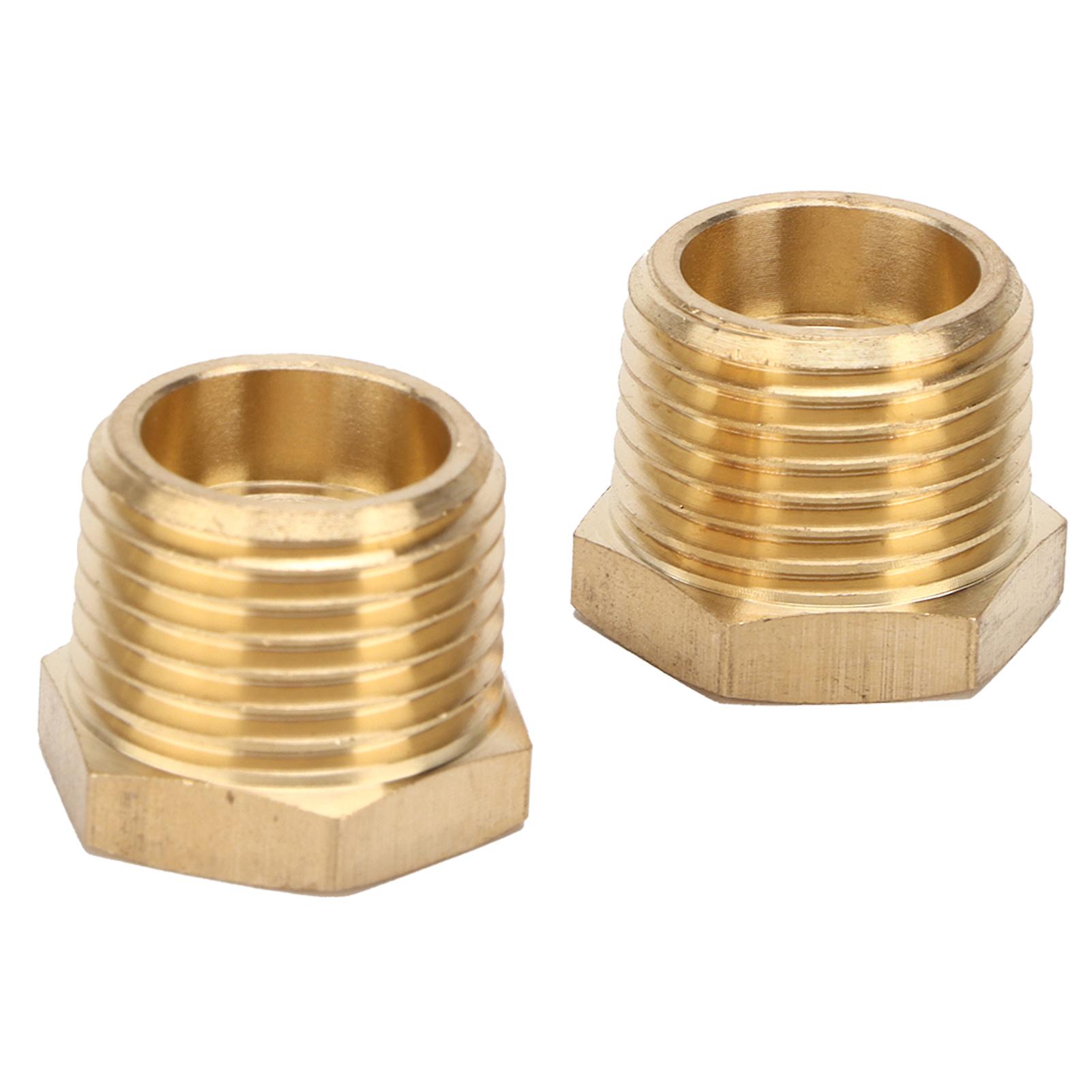 2pcs Brass Hex Reducer Bushing 1/2 Npt Male To 1/4 Npt Female Tube Hose Adapter Car Accessories