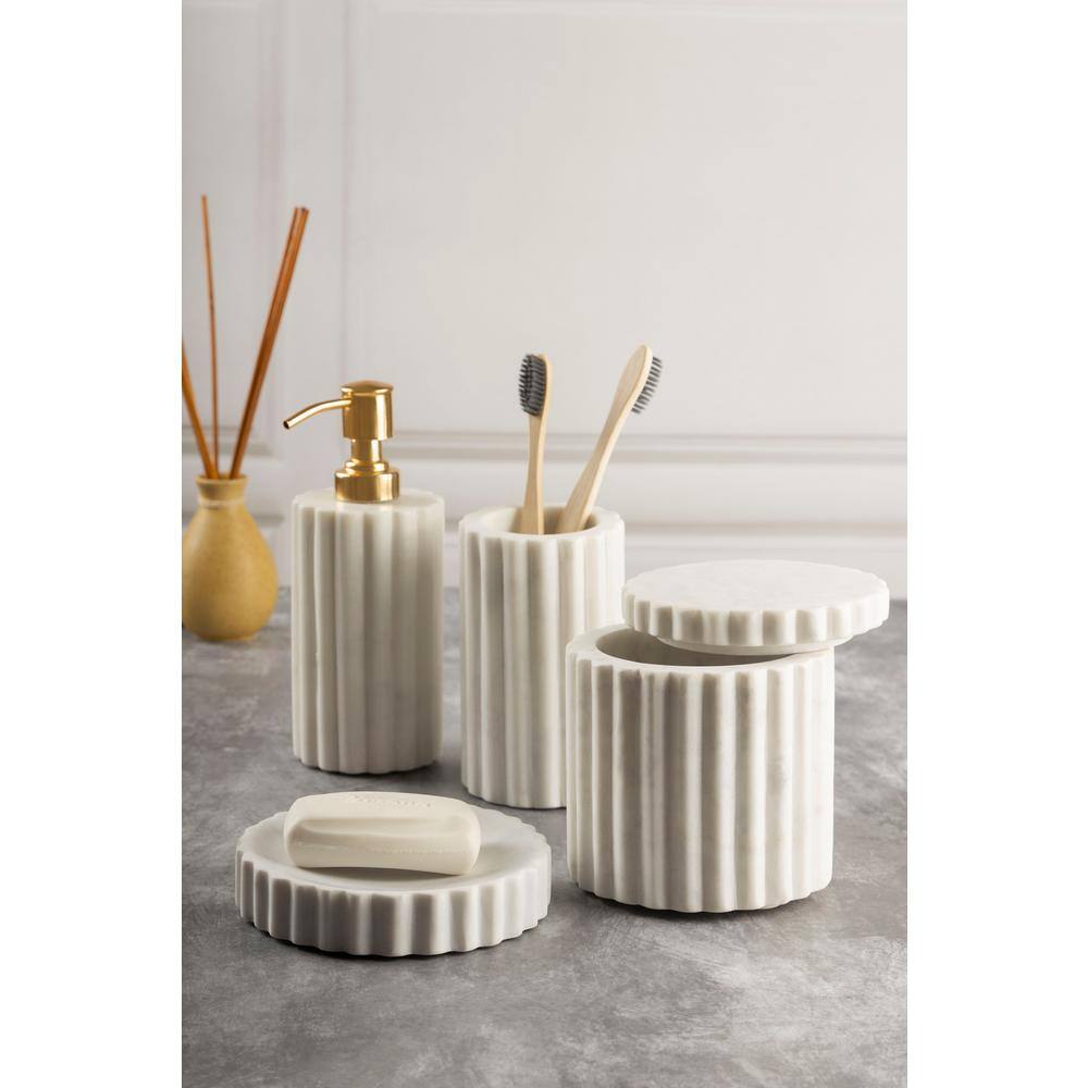 GAURI KOHLI Roksana 4 Pieces White Marble Bath Accessories Set GK51102