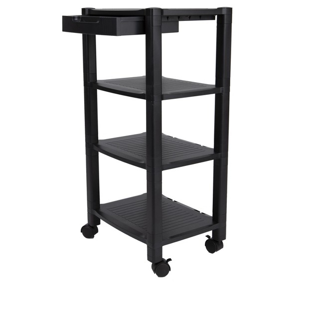 Mind Reader 4 shelf Printer Cart Stand With Wheels And Drawer 40 Lb Capacity